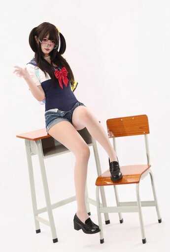 柒柒要乖哦 - 風紀委員 連體白絲死庫水 【60P】 - COSPLAY [60P]
